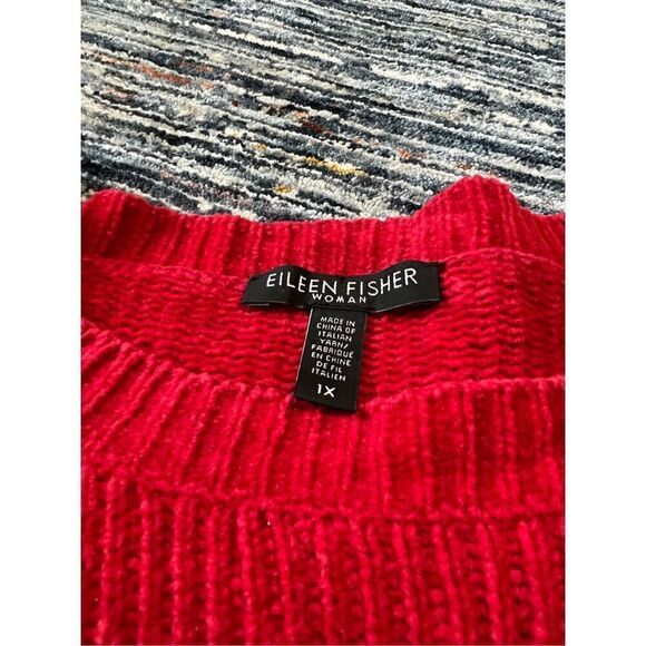 Eileen Fisher Red Pullover Sweater Flare Sleeve Womens plus Size 1X - Picture 4 of 9